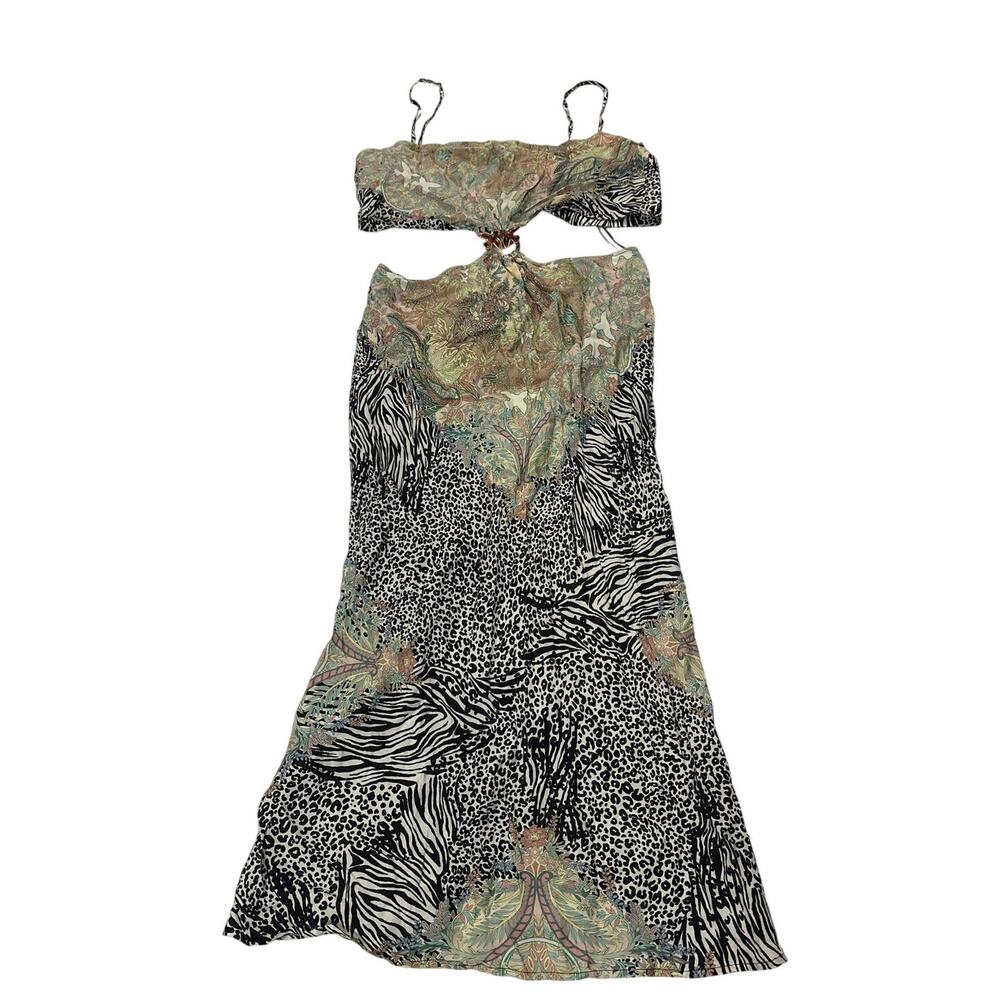 NWT Pinko Womens 6 Aglietu Dress Floral Foulard Print Midi Dress Resort Vacation